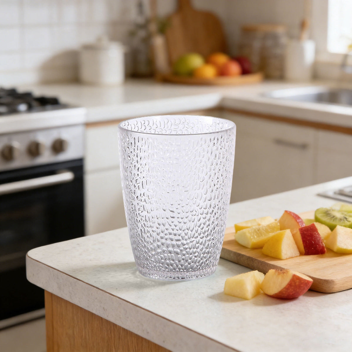 6 Pcs Drinking Tumblers Set of 12 oz, Drinking Glasses,BPA-Free,Stackable Water Cups,Clear Cups for Juice,(Brown)