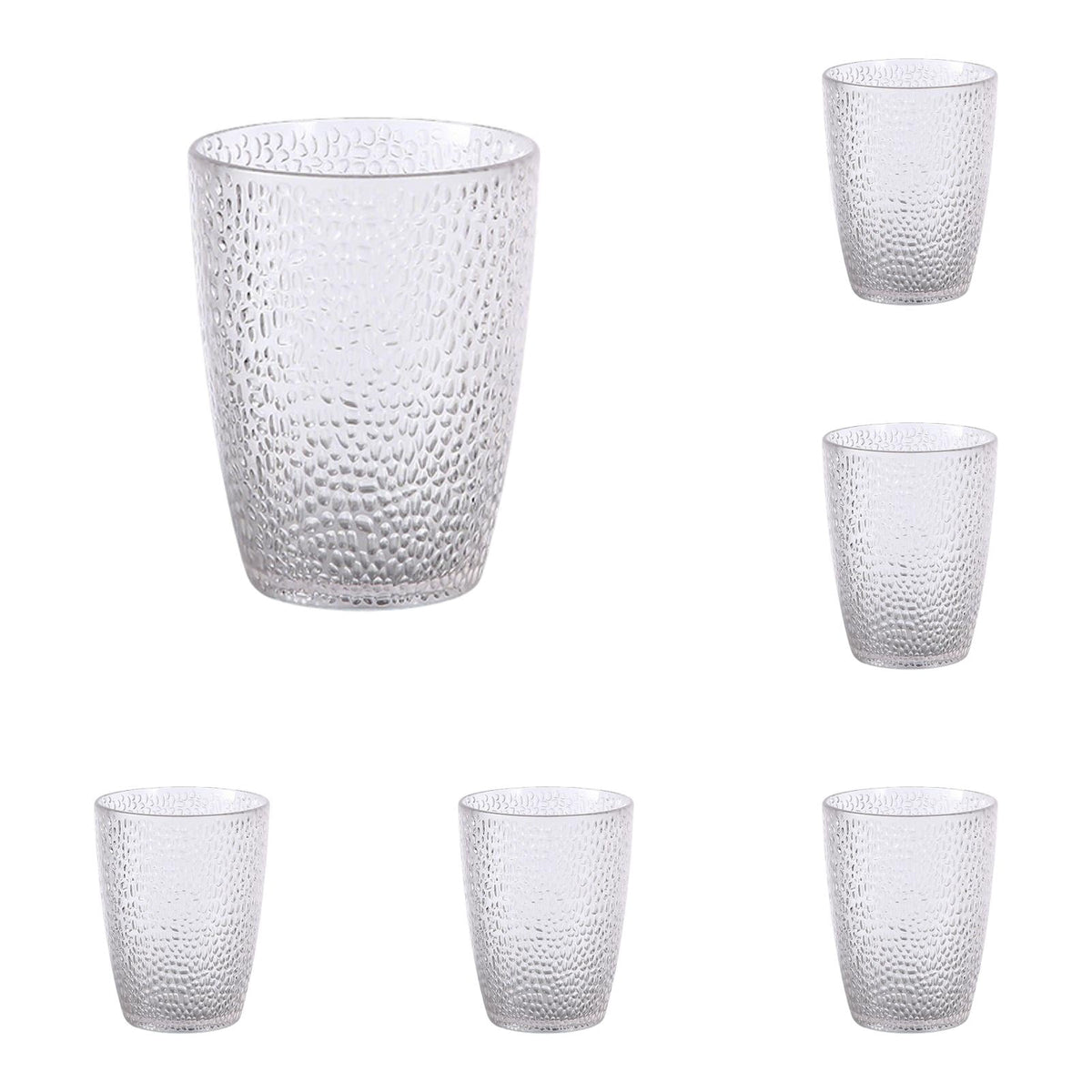 6 Pcs Drinking Tumblers Set of 12 oz, Drinking Glasses,BPA-Free,Stackable Water Cups,Clear Cups for Juice,(Brown)