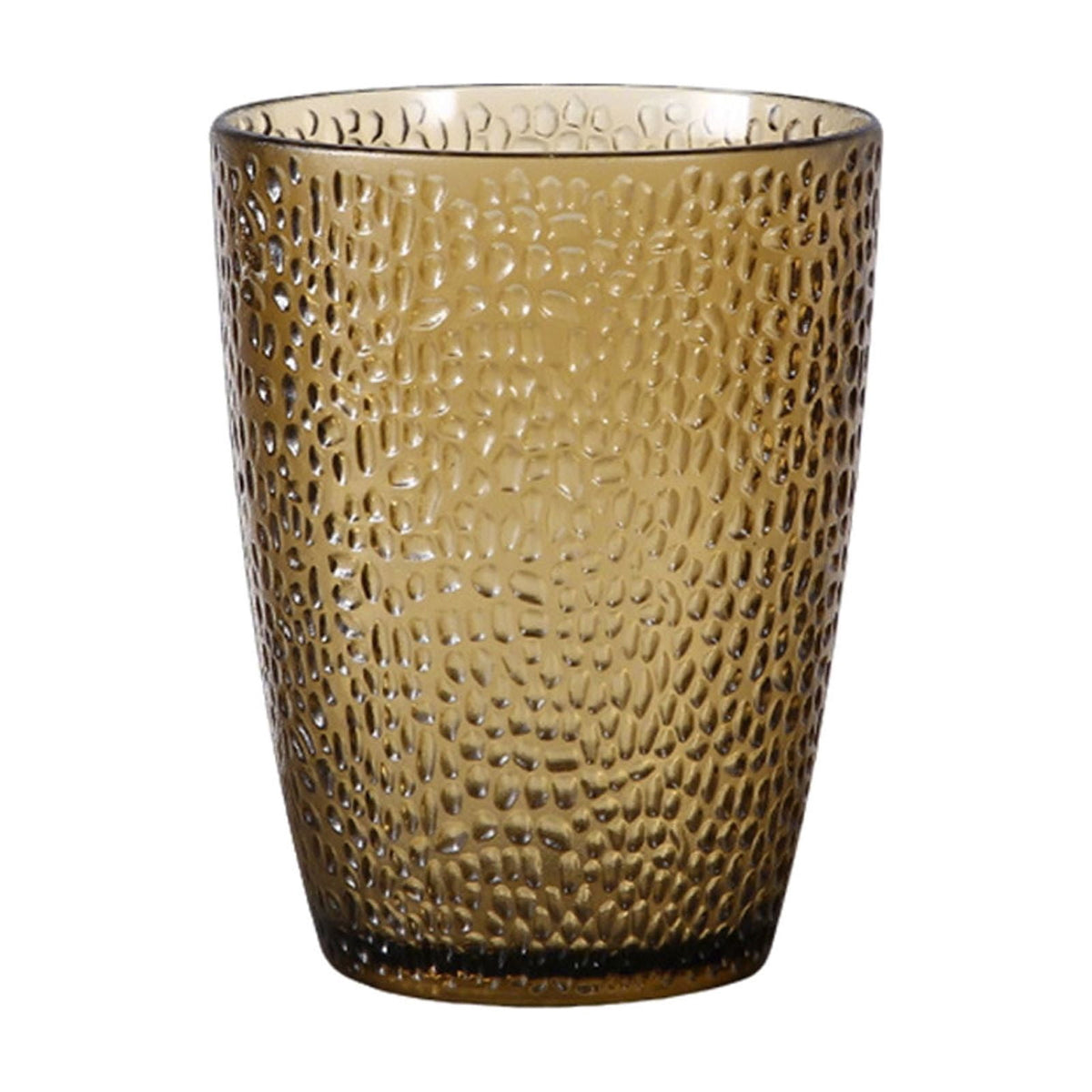 6 Pcs Drinking Tumblers Set of 12 oz, Drinking Glasses,BPA-Free,Stackable Water Cups,Clear Cups for Juice,(Brown)